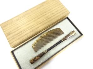 アンティーク　本鼈甲　漆塗り蒔絵　櫛・笄セット